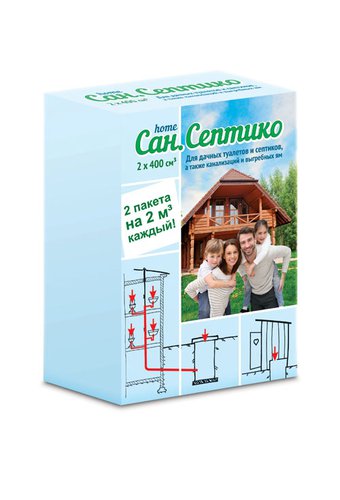 Средство по уходу за септиками  САН.СЕПТИКО Home (упак 2 пак.х400см3) биосостав /12