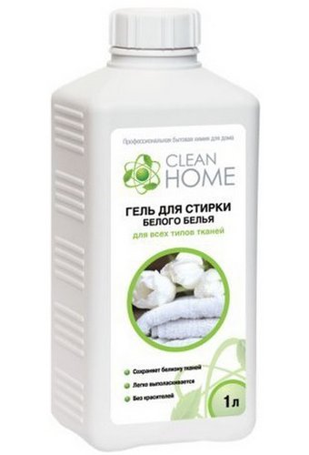 Средство для стирки CLEAN HOME (флак 1000мл) Гель для белого белья  /10