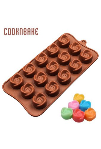 Форма силиконовая для льда, шоколада и конфет (15 ячеек) РОЗЕТКИ