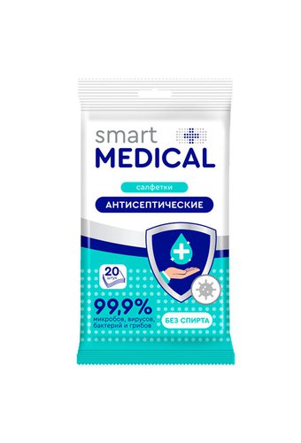 Салфетки влажные (упак   20шт) SMART MEDICAL Дезинфицирующие (спирт 30%)  /32