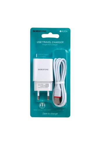 Зарядное устройство СЕТЕВОЕ BOROFONE A20A 1 USB 2,1A 10,5W с кабелем LIGHTNING