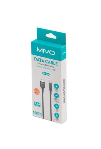 Кабель MIVO USB (m) - Lightning (m) 1.0 м черный в оплетке MX-46L