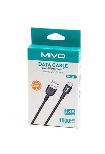 Кабель MIVO USB (m) - Type-C (m) 1.0 м черный гладкий MX-24T