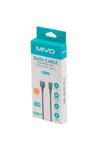 Кабель MIVO USB (m) - Type-C (m) 1.0 м черный в усиленной оплетке MX-48T